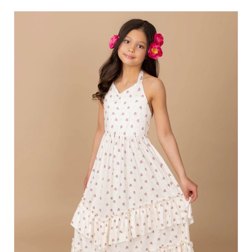 Joyfolie Kids Size 10 Floral Halter Tiered Maxi Boutique Dress Easter Spring